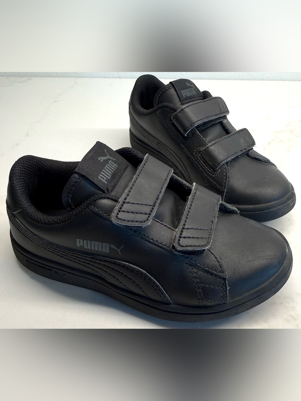 Puma Boys 12C Black Velcro Sneakers Shoes